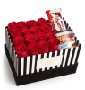  Marmaris Çiçekçiler Çizgili Kutuda Çikolatalı Kırmızı Gül