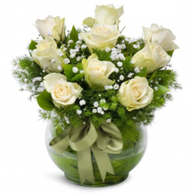 Marmaris Çiçek Siparişi Fanusta Beyaz Güller