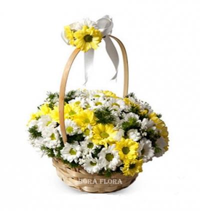 puantiyeli vazoda 11 kırmızı gül Çiçeği & Ürünü Sarı Beyaz Papatya Sepeti 