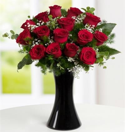 sepette gül-lilyum aranjmanı Çiçeği & Ürünü Aşkın Cazibesi 15 K.Gül 