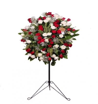 butik buket 5 Çiçeği & Ürünü Sevgi Dolu Kırmızı beyaz gül Ferforje Arajmanı 