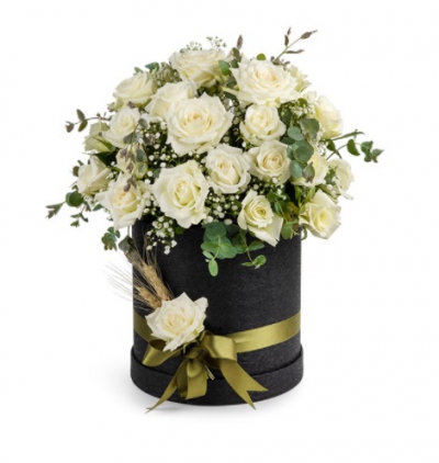 rengarenk kırçiçekleri Çiçeği & Ürünü Siyah Kutuda 31 Beyaz gül 