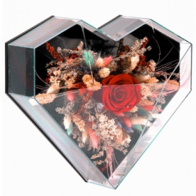  Marmaris Çiçek Siparişi Love Box - Kalp Kutuda Kırmızı Solmayan Gül Tasarım
