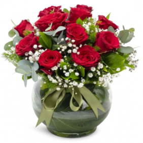  Marmaris Çiçek Akvaryum Vazoda 11 Kırmızı Güller