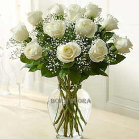  Marmaris Çiçek Vazoda   Beyaz Güller